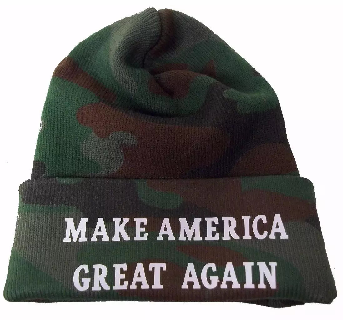 CrazyCoolBuys Maga Make America Great Again Winter Woodland Camo Hat Beanie Cap Donald Trump Maga
