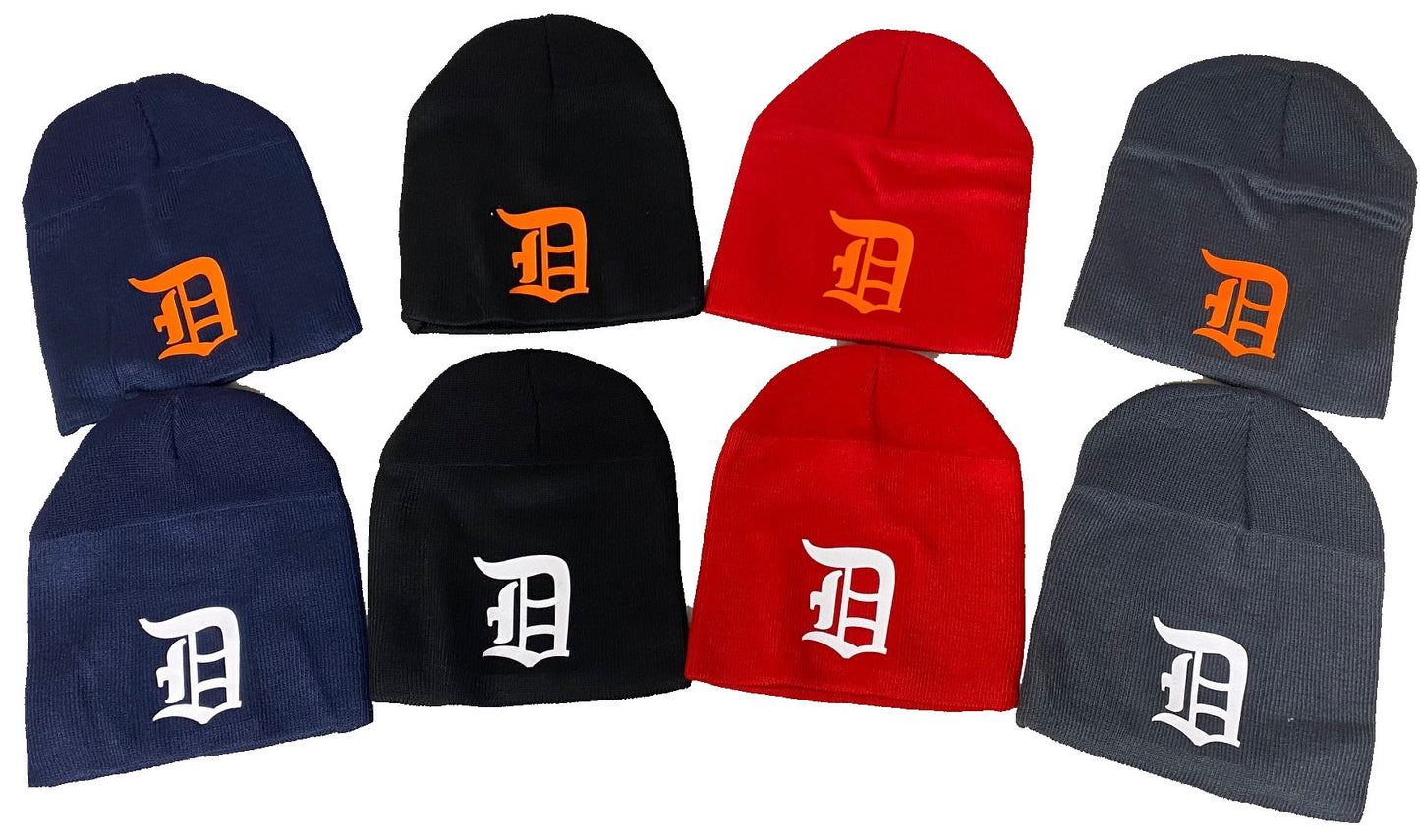 CrazyCoolBuys Detroit Old English D Beanie Hats Tigers Winter Knit Cap Skull Baseball Cool