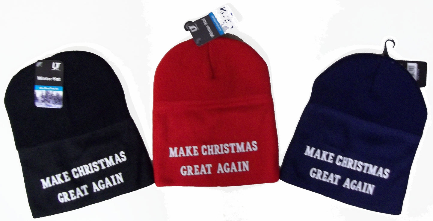CrazyCoolBuys Maga Make Christmas Great Again Winter Beanie Hat Riding Skull Cap Donald Trump
