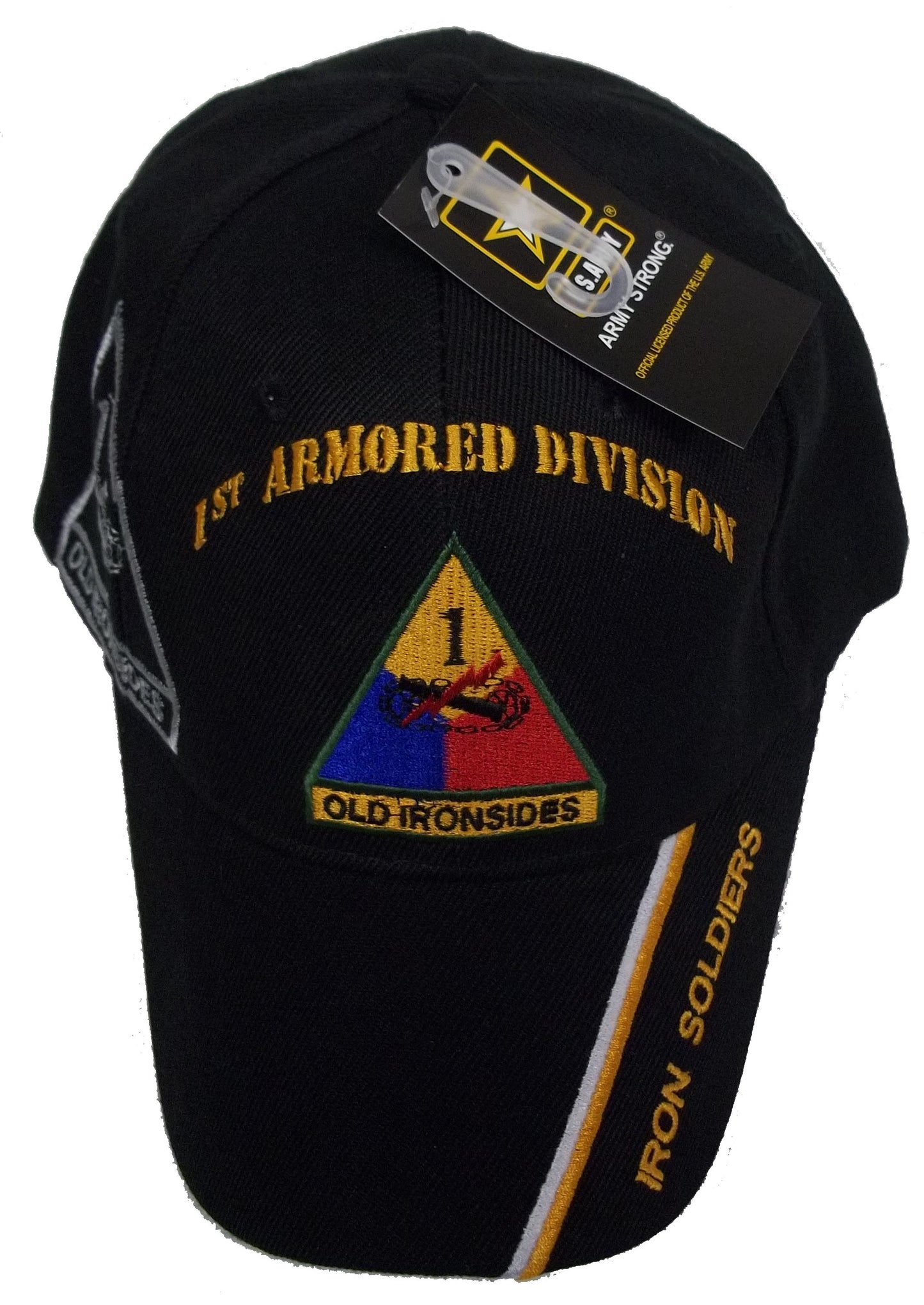 1st ARMORED DIVISION OLD IRONSIDES IRON SOLDIERS BASEBALL STYLE EMBROIDERED HAT usa army cap