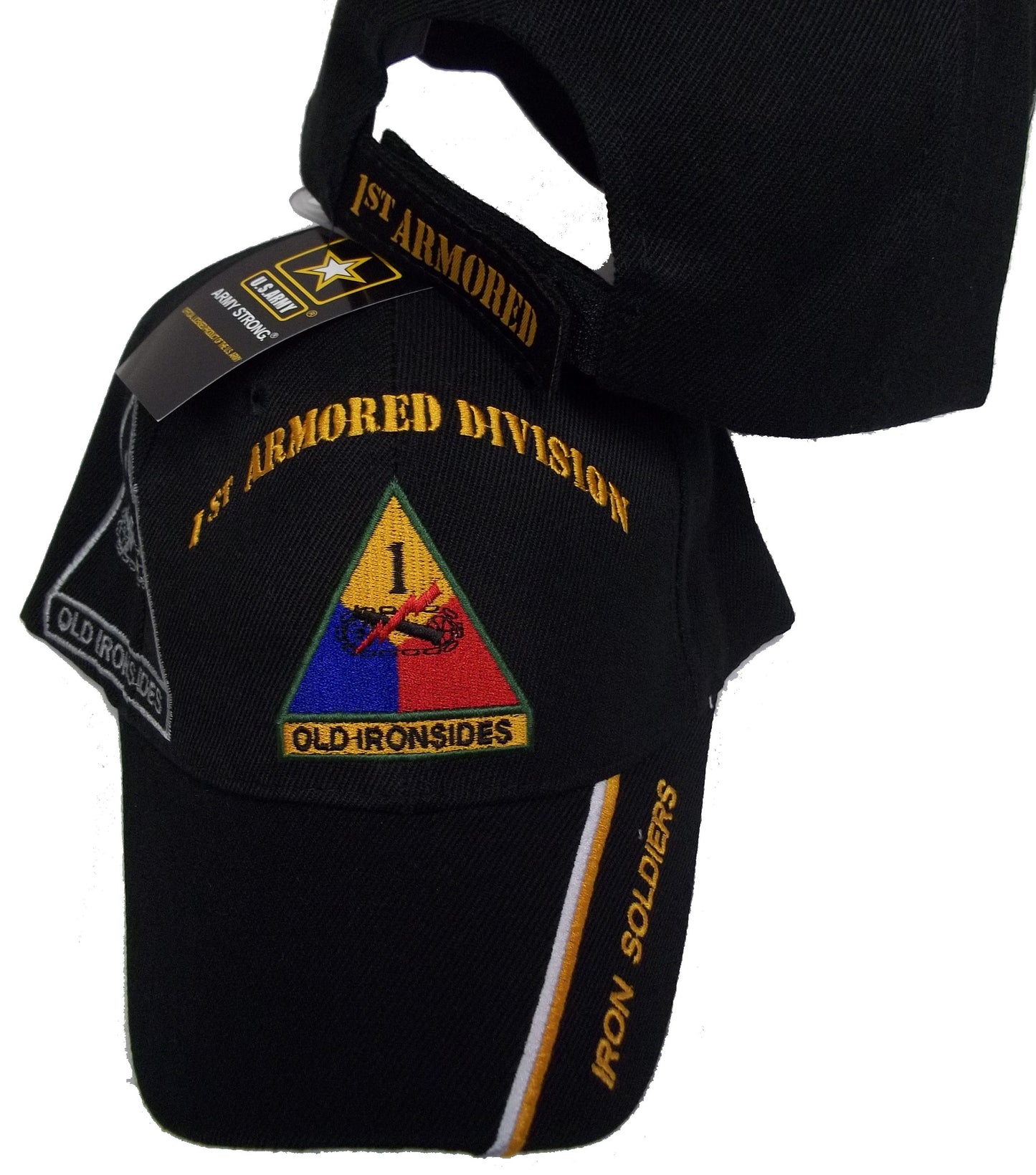 1st ARMORED DIVISION OLD IRONSIDES IRON SOLDIERS BASEBALL STYLE EMBROIDERED HAT usa army cap