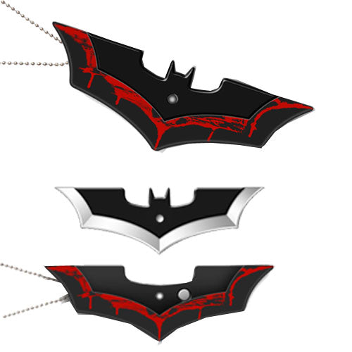CrazyCoolBuys Black Batman Batarang Shape Dark Knight Steel Knife Necklace