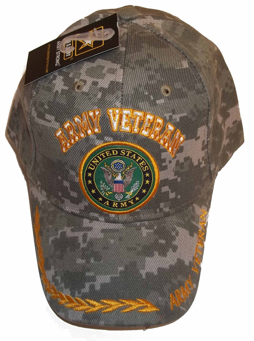 CrazyCoolBuys United States Army Veteran Camo Embroidered Baseball Cap Usa Vet Seal Hat