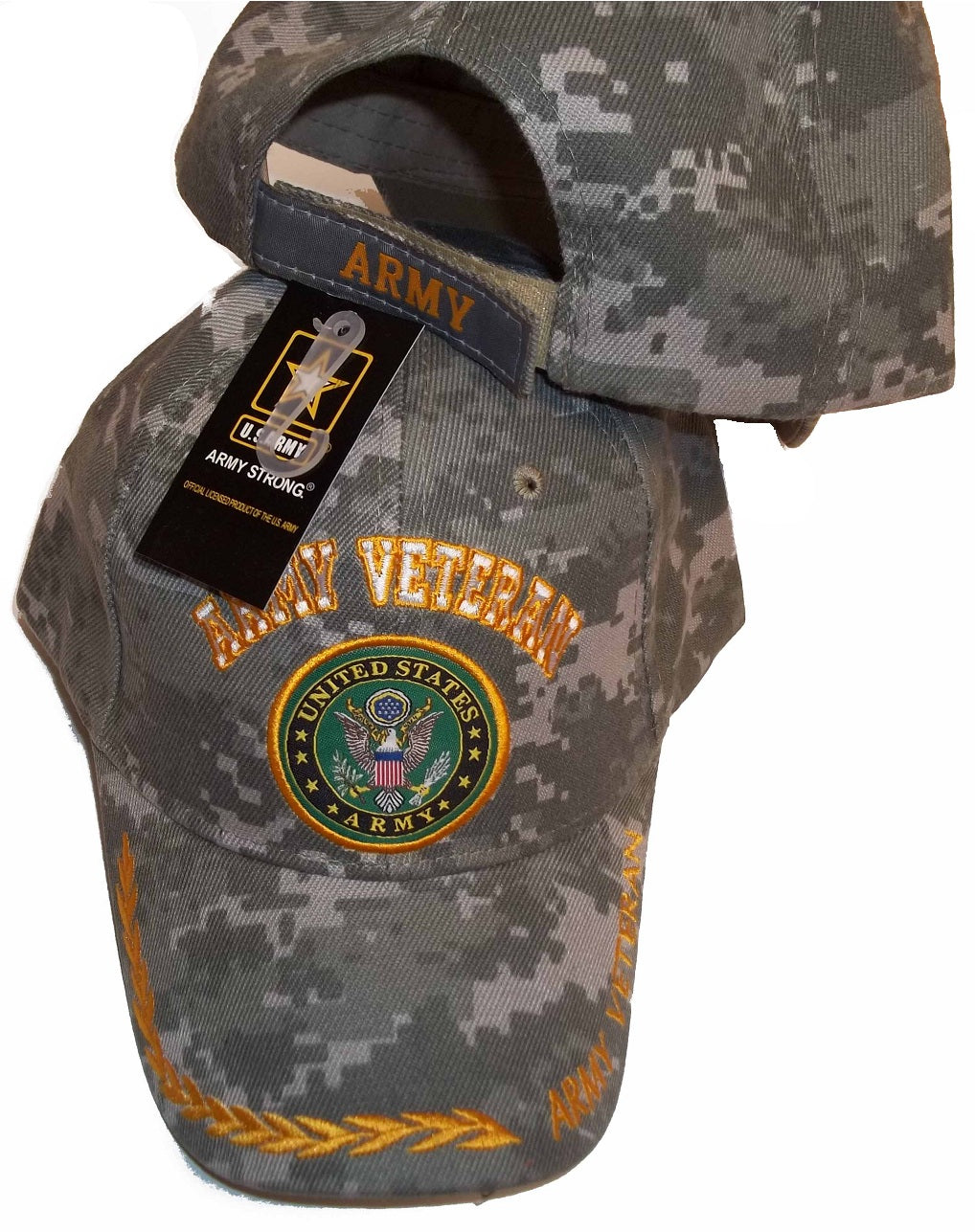 CrazyCoolBuys United States Army Veteran Camo Embroidered Baseball Cap Usa Vet Seal Hat