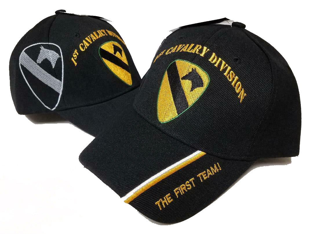 CrazyCoolBuys 1St Cavalry Division Black Embroidered Baseball Cap Usa First Team Vet Army
