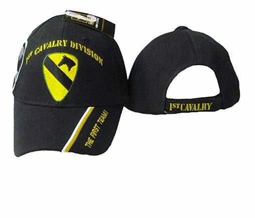 CrazyCoolBuys 1St Cavalry Division Black Embroidered Baseball Cap Usa First Team Vet Army