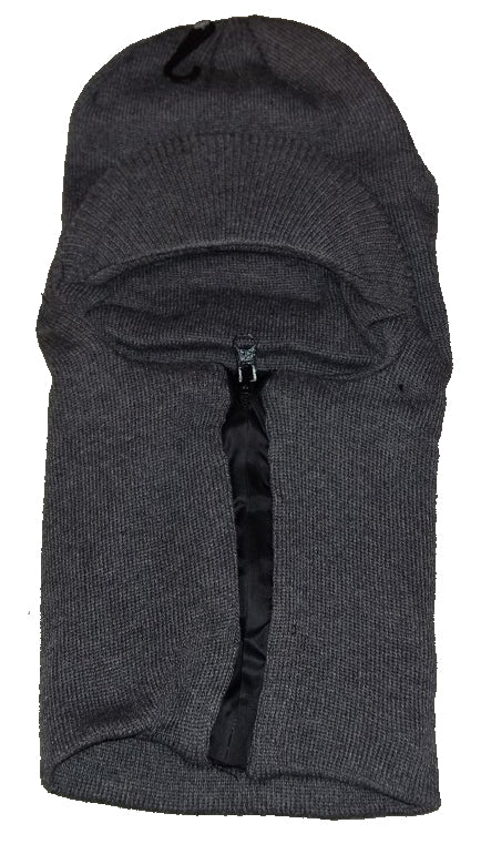 CrazyCoolBuys Navy Blue / Grey Easy Zip Down Knit Visor Ski Face Mask Zipper Up Balaclava Winter Hat