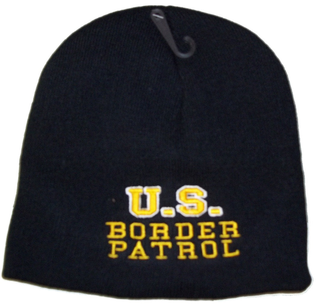 CrazyCoolBuys 8" Black Or Green Usa Border Patrol Embroidered Winter Beanie Skull Cap Toboggan Hat