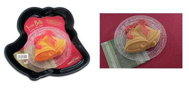 CrazyCoolBuys Nordicware Aluminum Holiday Twin Bells Cake Baking Pan Bake Bread Sheet Mold