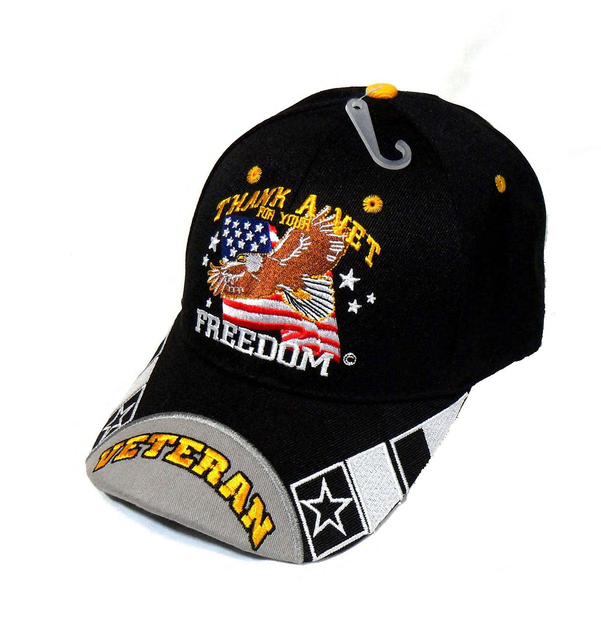 CrazyCoolBuys Thank Vet For Your Freedom Embroidered Baseball Style Hat Eagle Flag Cap Usa