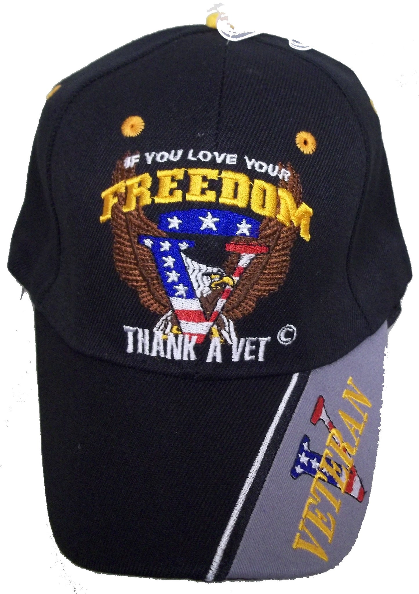 CrazyCoolBuys Love Your Freedom Thank A Vet Embroidered Baseball Hat Eagle Flag Usa Cap