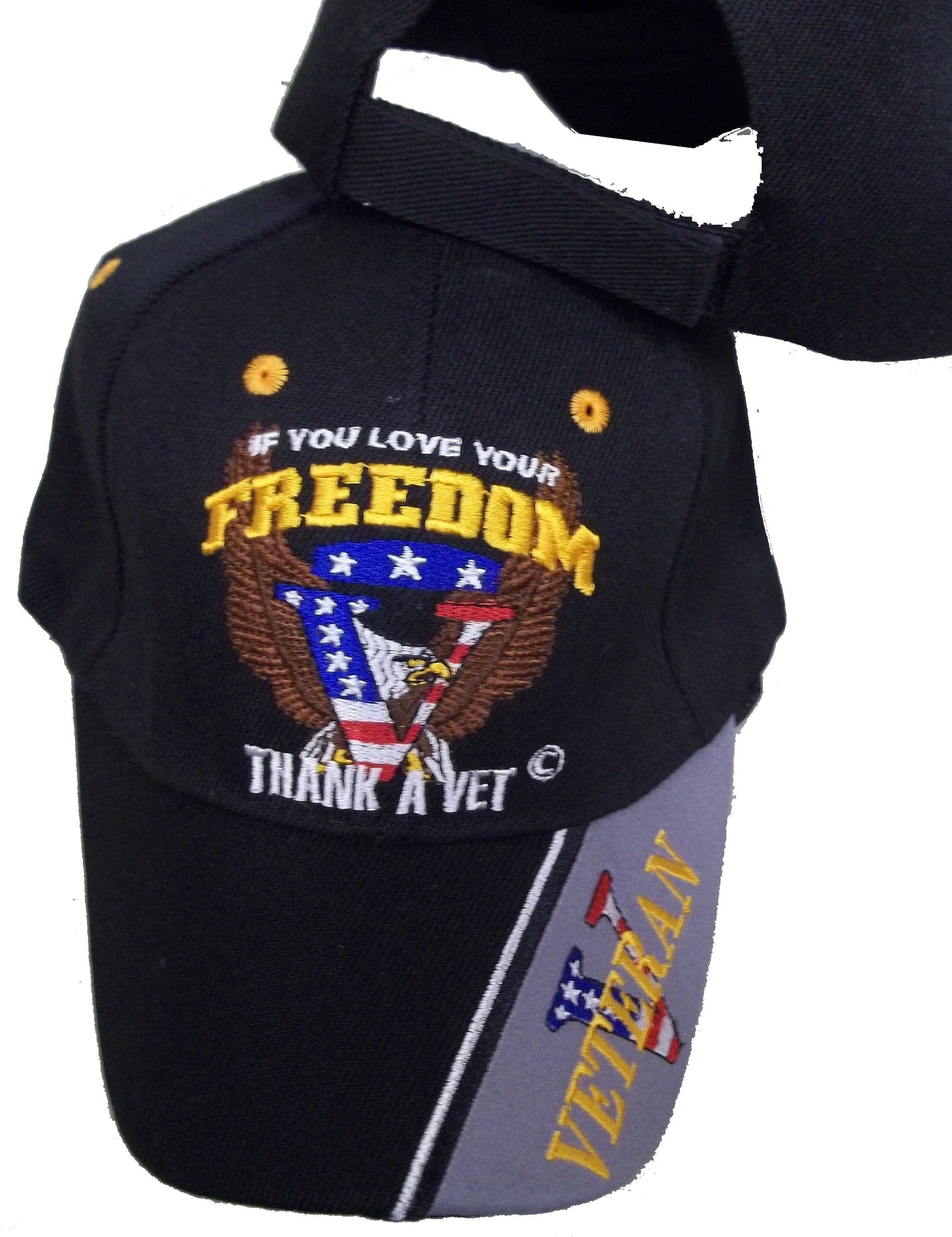 CrazyCoolBuys Love Your Freedom Thank A Vet Embroidered Baseball Hat Eagle Flag Usa Cap