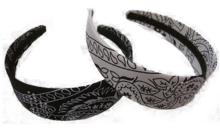 CrazyCoolBuys 2Pc Black White Rosary Cross Headband Bandanas Hair