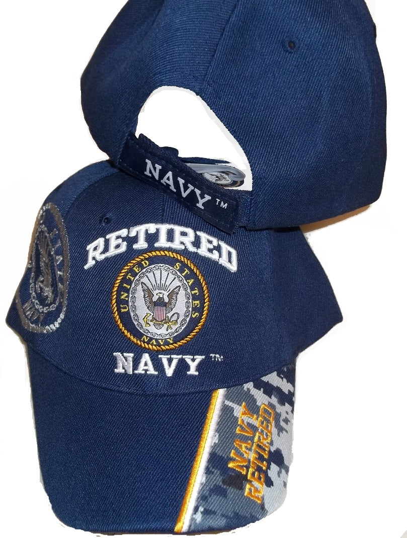 CrazyCoolBuys Usa Retired Navy Baseball Style Embroidered Hat Blue Ball Cap Vet Us Veteran