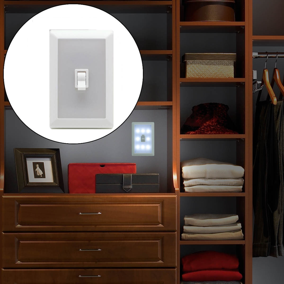 CrazyCoolBuys 8 Led Peel Stick Switch Cover Style Night Light Kids Work Tool Garage Closet