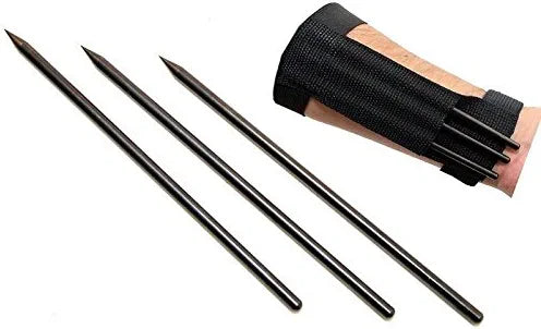 CrazyCoolBuys 3Pc Ninja Throwing Quills W/ Wrist Sheath Strap Spikes Throwers Knife Darts