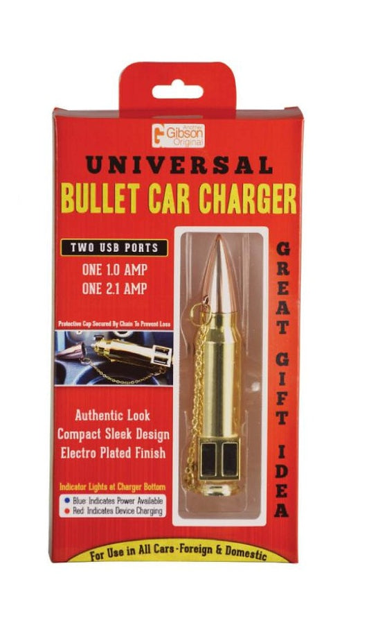 UNIVERSAL FAKE GUN BULLET DUAL USB 2 PORT CAR CHARGER iphone 6 galaxy cool