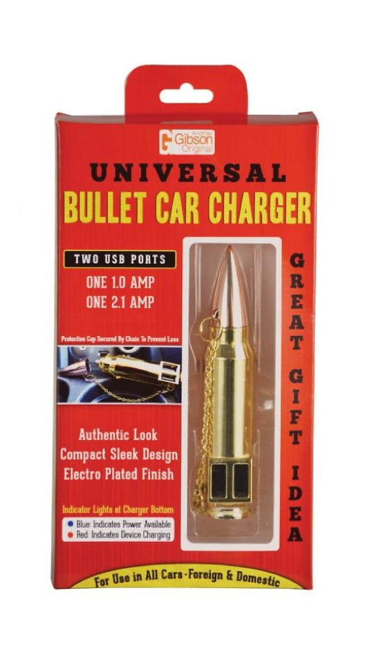 CrazyCoolBuys Universal Fake Gun Bullet Dual Usb 2 Port Car Charger Iphone 6 Galaxy Cool