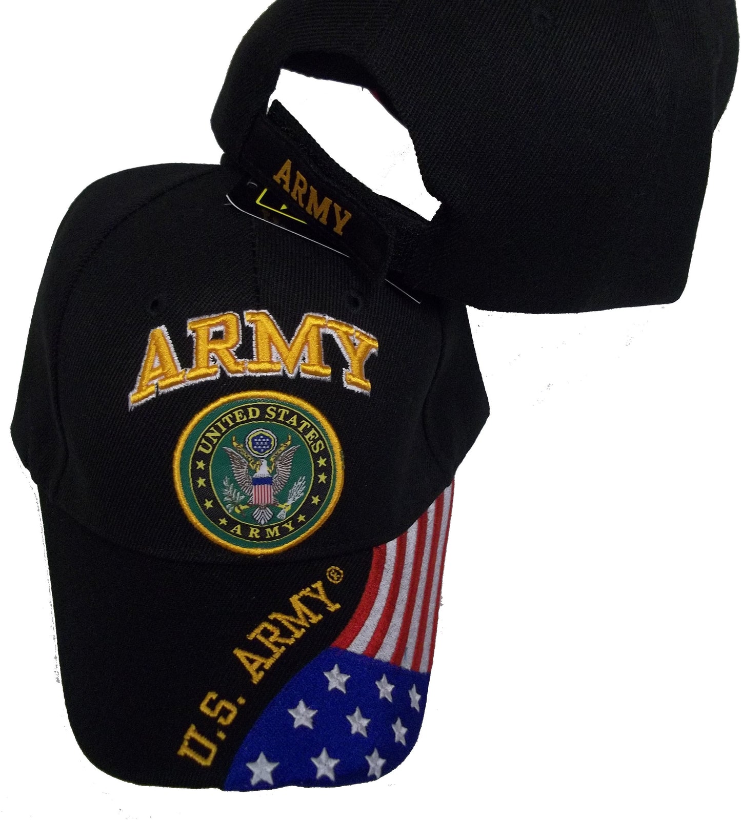 CrazyCoolBuys United States Army Baseball Style Embroidered Hat Flag Us Usa Black Cap