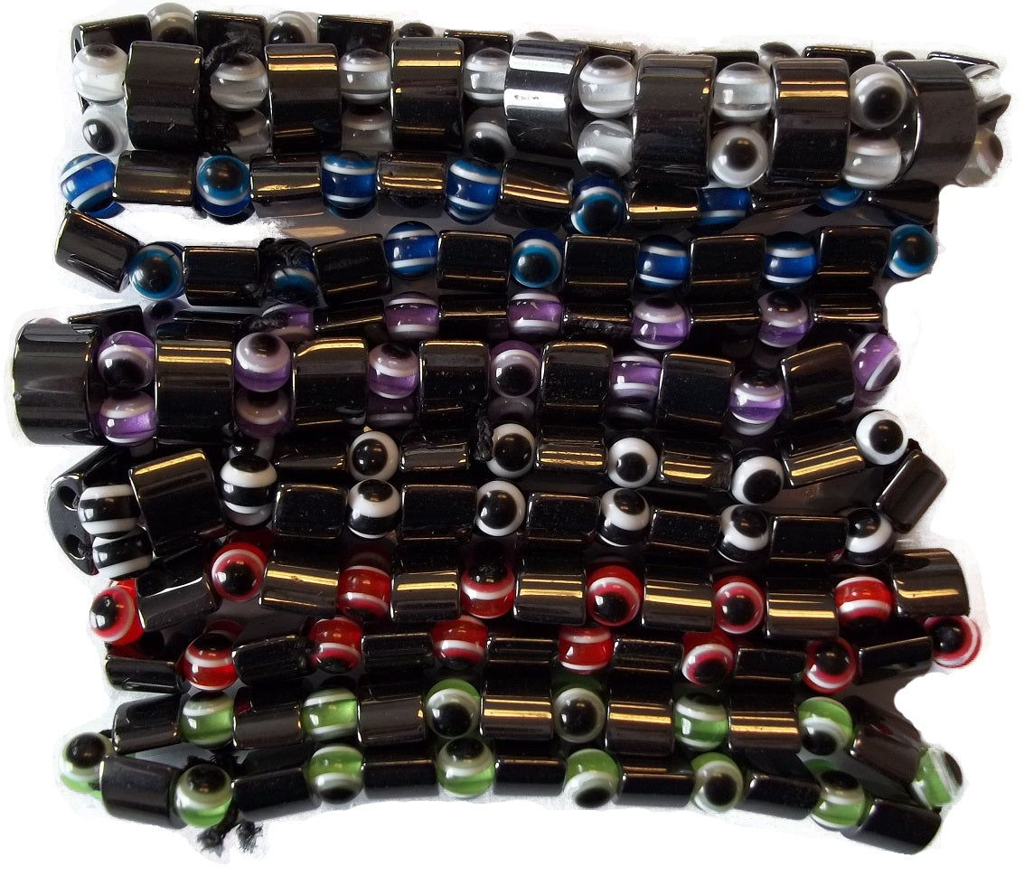 CrazyCoolBuys 6Pc Set Assorted Color Evil Eye Good Luck Spirit Magnetic Bracelets Voodoo
