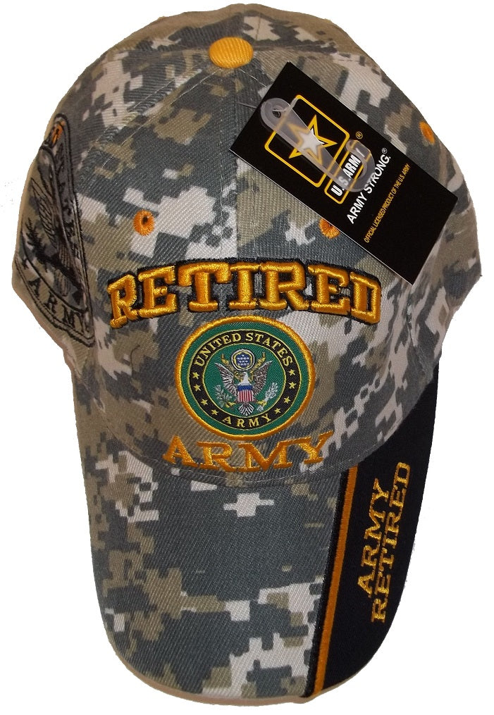 CrazyCoolBuys Retired Army Camo W/ Seal Embroidered Baseball Cap Hat Usa Us Military