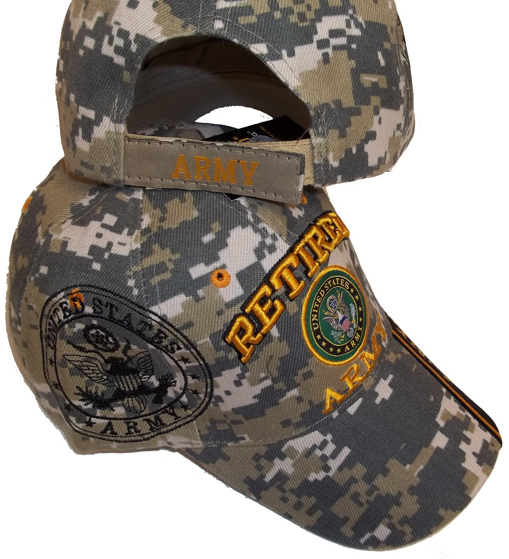 CrazyCoolBuys Retired Army Camo W/ Seal Embroidered Baseball Cap Hat Usa Us Military