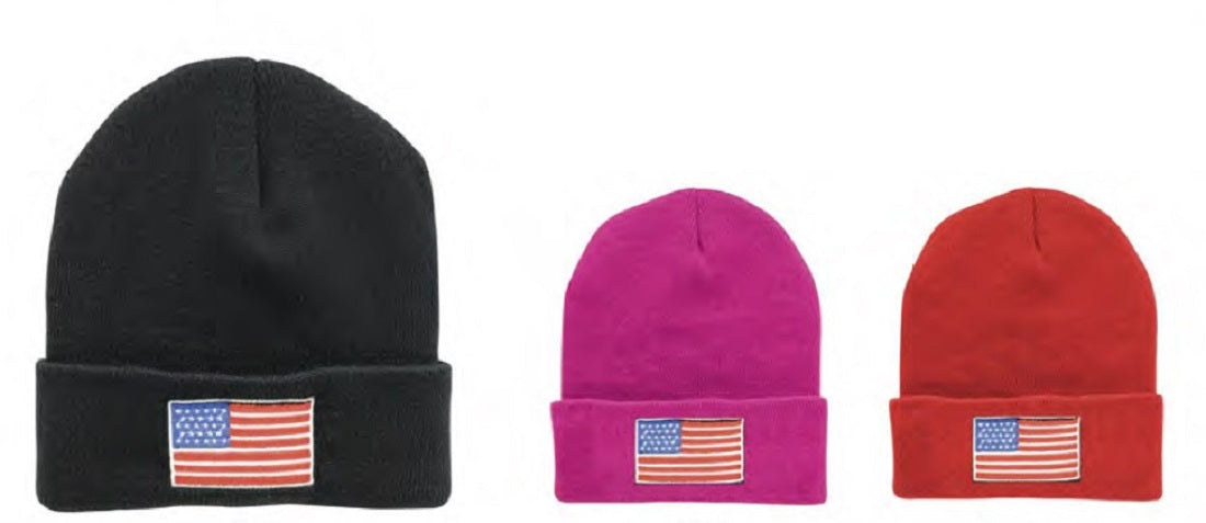 CrazyCoolBuys Usa American Flag Knit Embroidered Winter Hat Stars Stripes Skull Cap Beanie