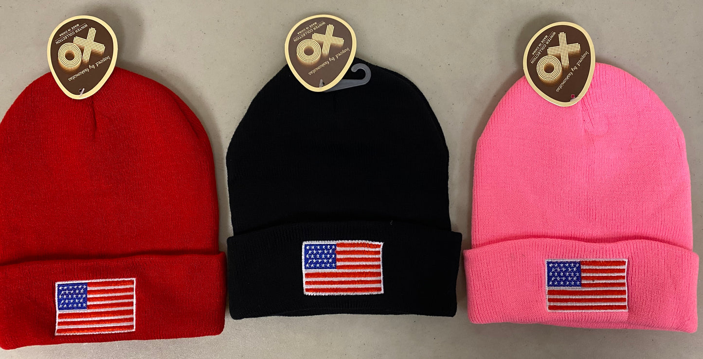 CrazyCoolBuys Usa American Flag Knit Embroidered Winter Hat Stars Stripes Skull Cap Beanie