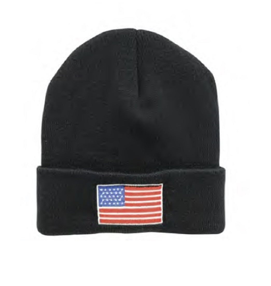 CrazyCoolBuys Usa American Flag Knit Embroidered Winter Hat Stars Stripes Skull Cap Beanie