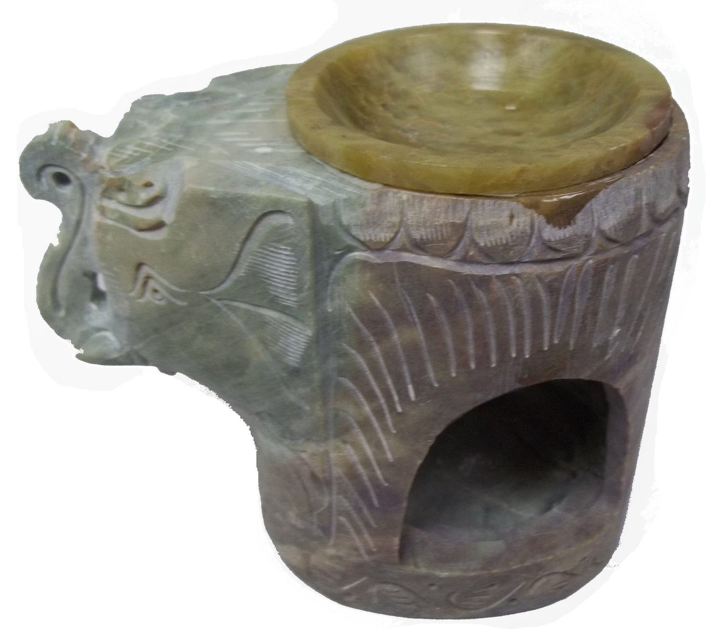 CrazyCoolBuys Hand Carved Elephant Soap Stone Incense Oil Tea Light Holder Candle Burner
