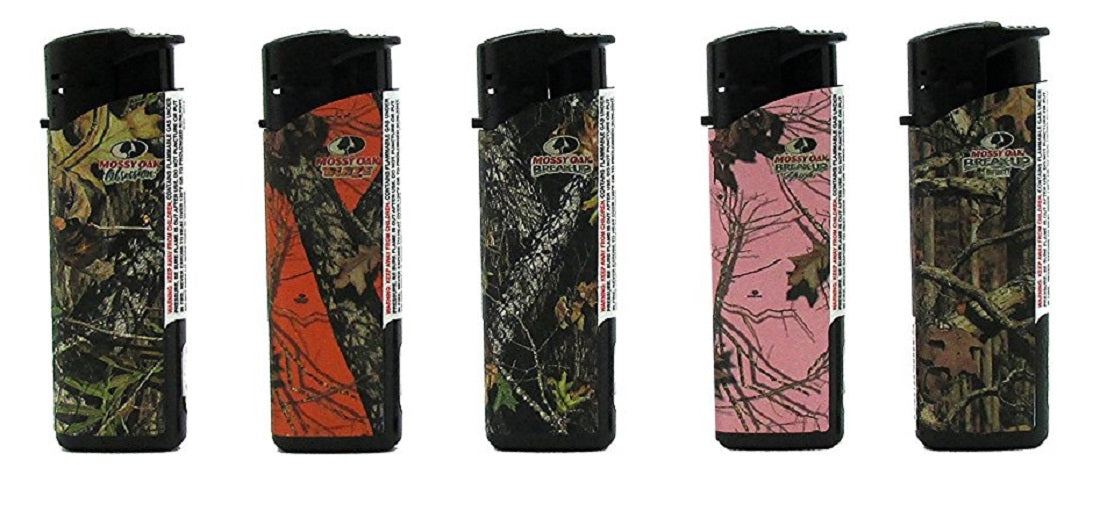 CrazyCoolBuys 5Pc Set Mossy Oak Camo Windproof Torch Butane Lighters