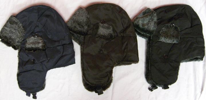 CrazyCoolBuys Black Brown Or Navy Faux Fur Style Winter Trooper Aviator Hat Winter Trapper