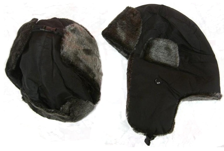 CrazyCoolBuys Black Brown Or Navy Faux Fur Style Winter Trooper Aviator Hat Winter Trapper