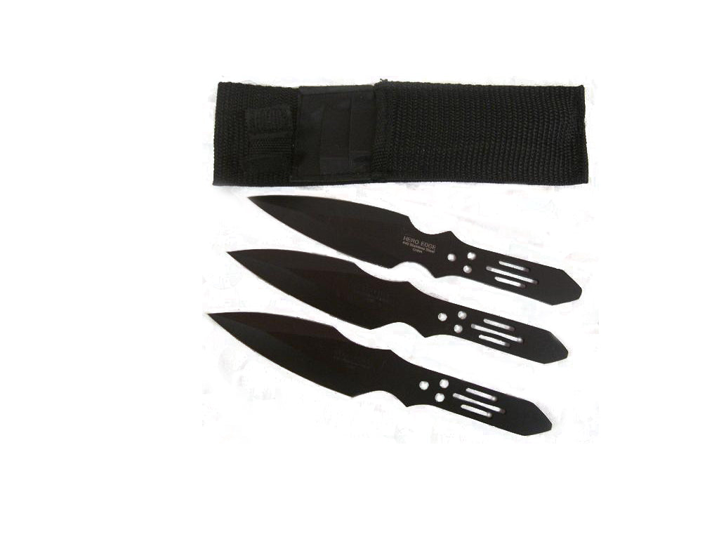 CrazyCoolBuys 3Pc 6.5" Stainless Steel Black Throwing Knives Thrower Blade Knife