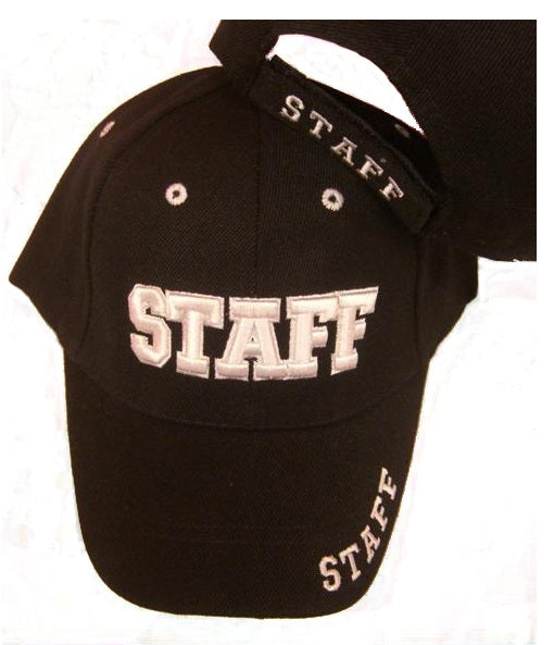 CrazyCoolBuys Staff Black Embroidered Adjustable Hat Baseball Style Cap Bouncer Guard Security