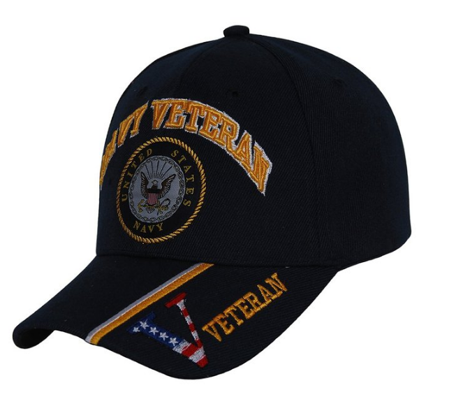 CrazyCoolBuys Usa Navy Veteran Blue Baseball Style Embroidered Hat Ball Cap Vet Us Retired