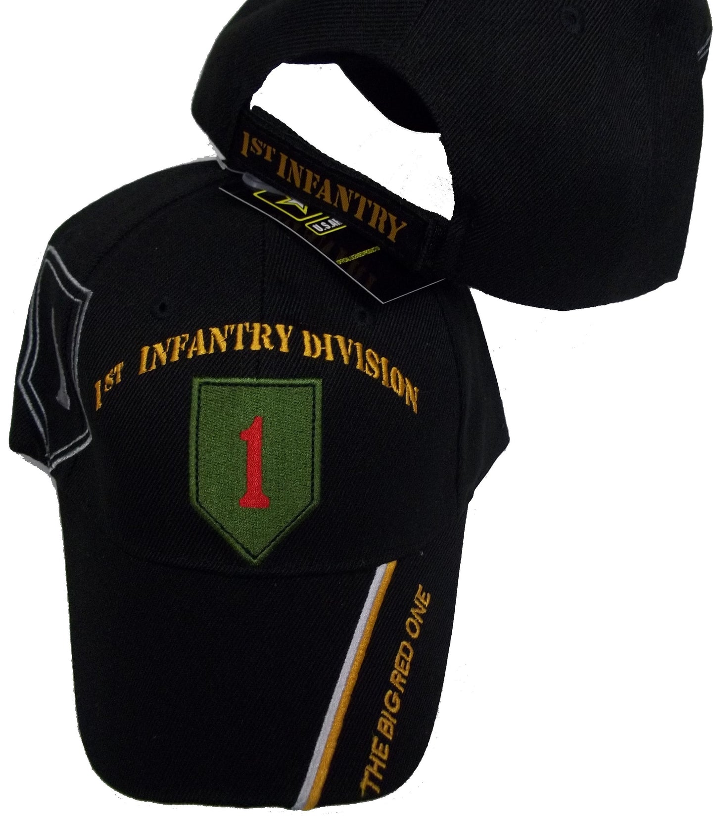 CrazyCoolBuys 1St Infantry Division The Big Red One Black Embroidered Baseball Cap Ball Hat World War Army