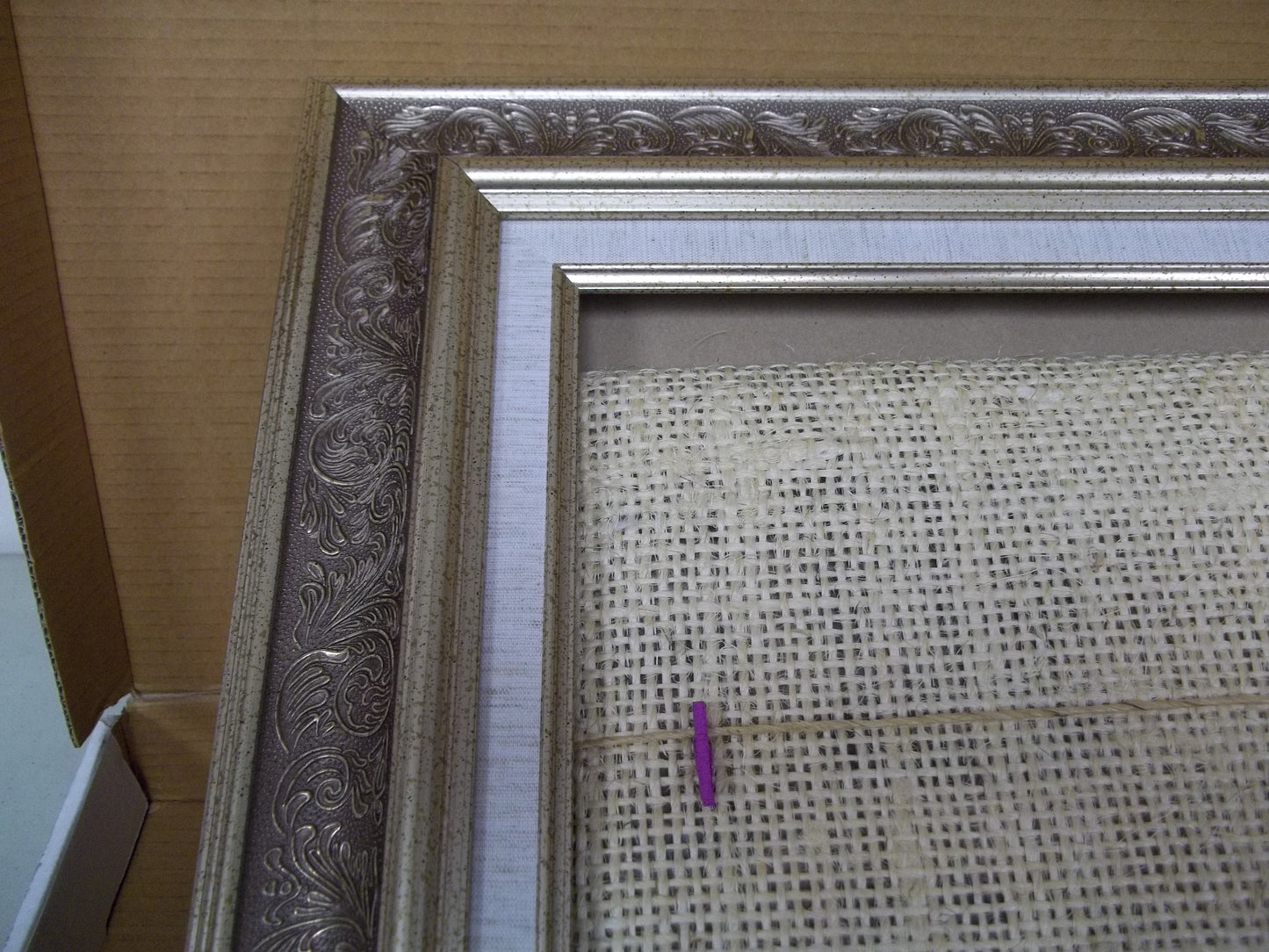 CrazyCoolBuys 28" X 22" Burlap Hanging Photo Memory Board Picture Frame Metal Gold