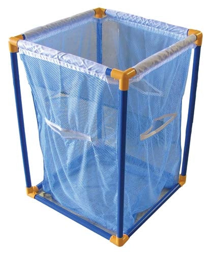CrazyCoolBuys 31" X 21" X 21" Plastic Tubing Mesh Yellow & Blue Large Toy Storage Bin Box