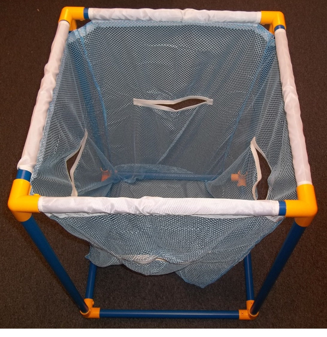 CrazyCoolBuys 31" X 21" X 21" Plastic Tubing Mesh Yellow & Blue Large Toy Storage Bin Box