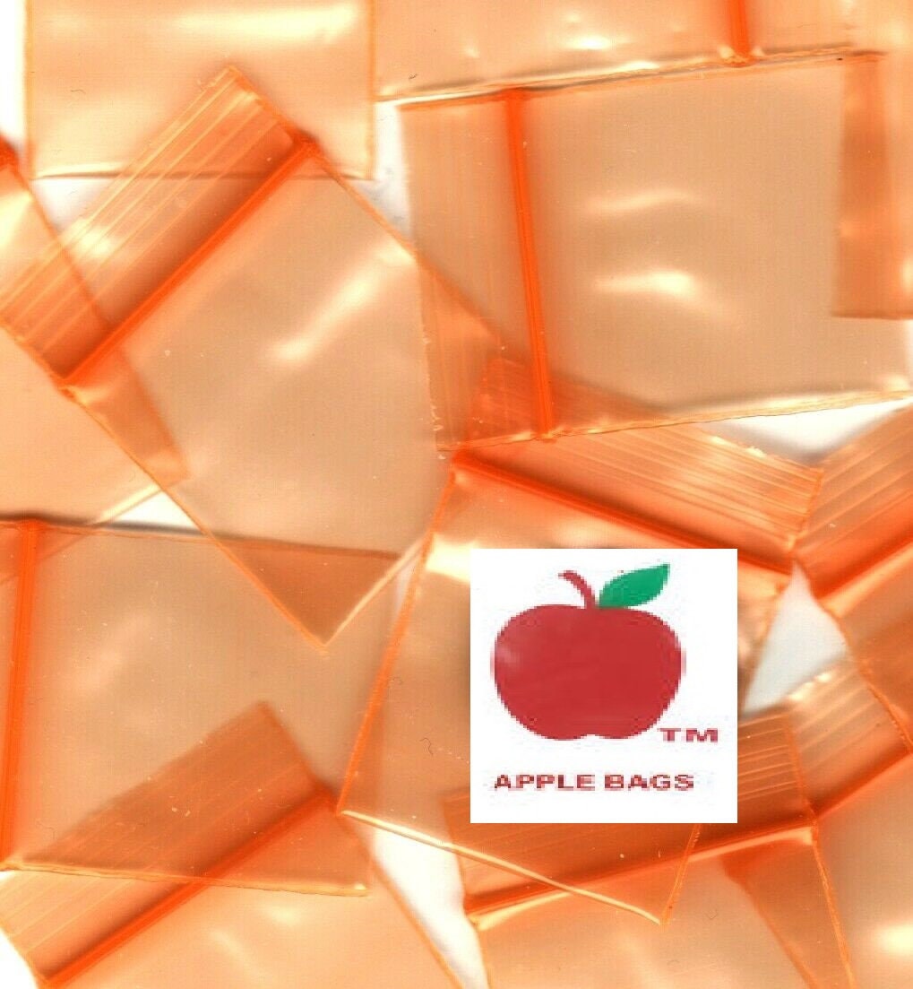 CrazyCoolBuys 1000 Pack Apple Brand Orange 2Mil Zip lock Bags 1,000 Baggies Resealable Plastic