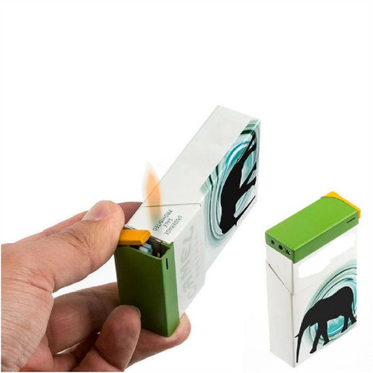 CrazyCoolBuys 2Pc Green Cigarette Pack Clip On Butane Refillable Lighters