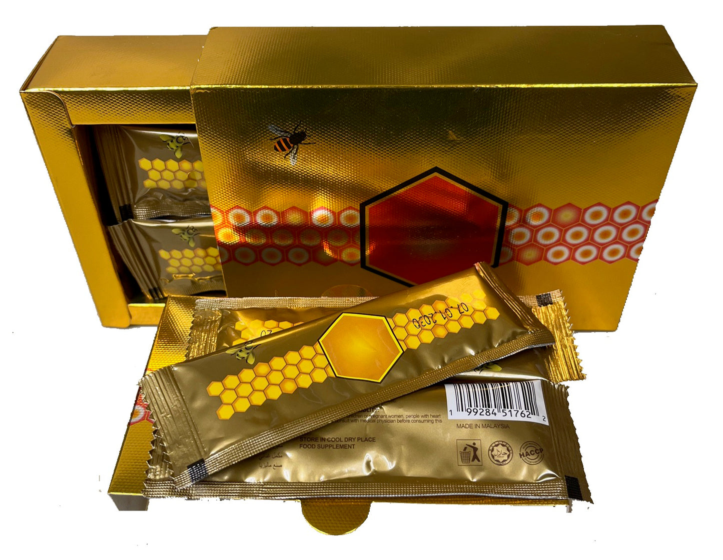 12ct Box Natural Honey infused w/ Natural Jelly Honey Bee Pollen Sachets Packs