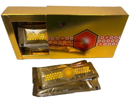 Large 12 Pack of Original Natural Honey Pack Enriched with Bee Pollen from Ginseng Blossoms & Herbs, Full 12ct Box of 20G Each Honey Sachets Pouches
