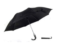 16" - 21" L 33" D SLEEK BLACK COMPACT EXTENDABLE RETRACTABLE RAIN UMBRELLA