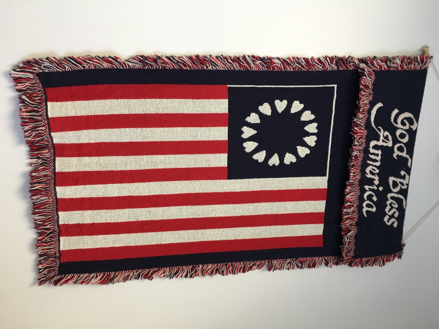 36" BETSY ROSS USA GOD BLESS AMERICA FLAG TAPESTRY wall hanging carpet rug