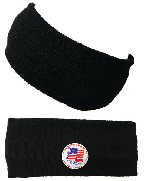 BLACK KNIT ONE PIECE HEADBAND EARMUFFS winter head ear band snow snowboard
