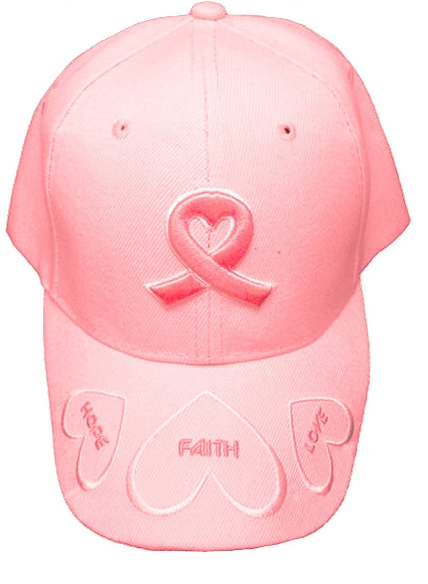 PINK RIBBON BREAST CANCER AWARENESS BASEBALL STYLE FAITH HOPE LOVE HAT cap