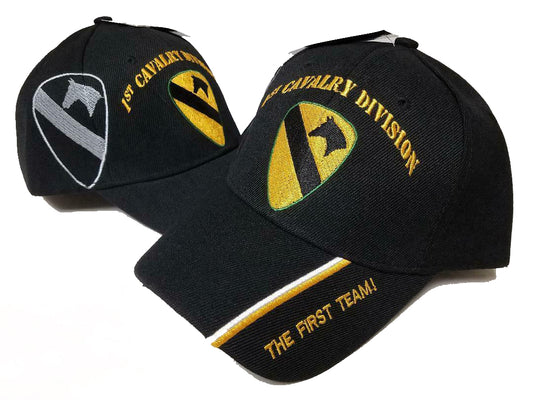 1st CAVALRY DIVISION BLACK EMBROIDERED BASEBALL CAP usa first team vet army