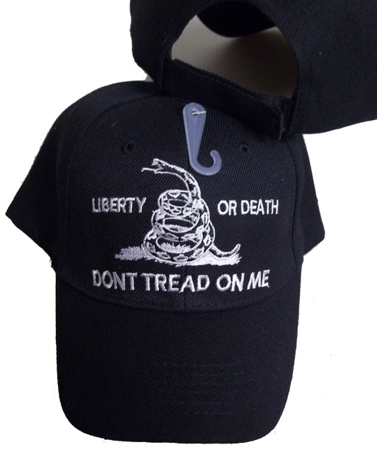 LIBERTY DEATH DONT TREAD ON ME BLACK BASEBALL STYLE HAT cap gadsden culpeper